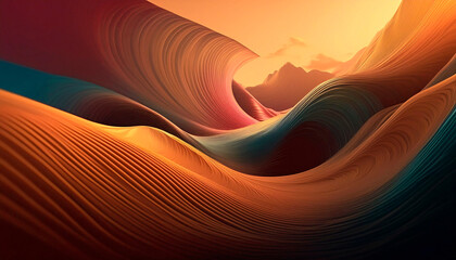 red brown orange abstract background. Waves and mountains