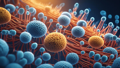 Abstract background: microscopic bacteria, cells, microbiology, biochemistry