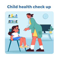 Friendly pediatric check up. Vector illustration