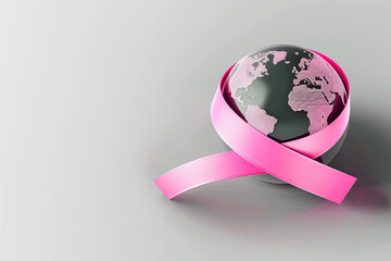 pink globe with ribbon