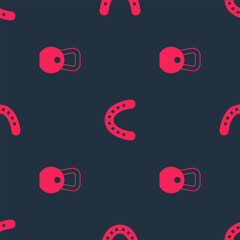 Set Weight and Mouth guard boxer on seamless pattern. Vector