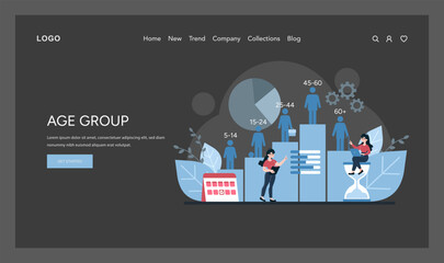 A dynamic illustration depicting market analysis across diverse age categories, from youth to seniors