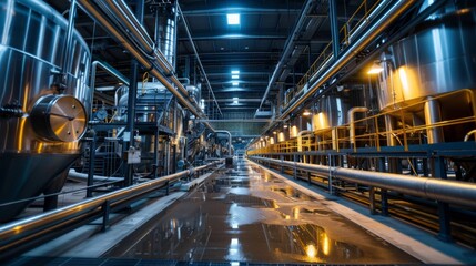 Fototapeta premium the exterior of a state-of-the-art dairy processing plant, symbolizing efficiency and modernity