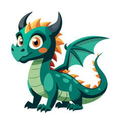 Cartoon Green Dragon Fantasy Creature Illustration