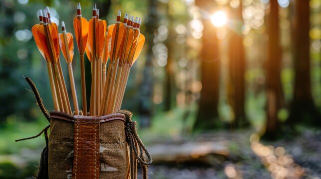 Archer s quiver  detailed view of arrows ready for action in olympic games sport theme