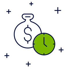 Filled outline Time is money icon isolated on white background. Money is time. Effective time management. Convert time to money. Vector