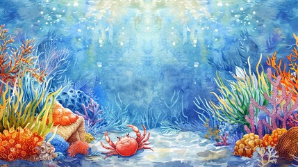 A beautiful watercolor painting of an underwater scene - obrazy, fototapety, plakaty