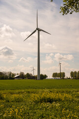 wind turbine and the sky with clouds