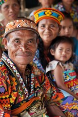 Smiling family in traditional attire cultural celebration