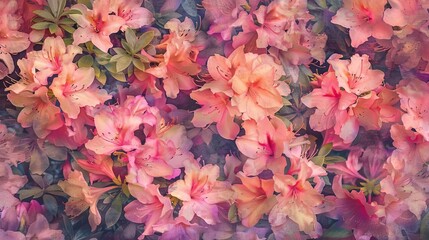 An artistic rendering of pink and white azalea flowers. The soft focus gives the image a painterly quality.