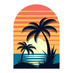 tropical island with palms. Summer. vector illustration for t-shirts bag 