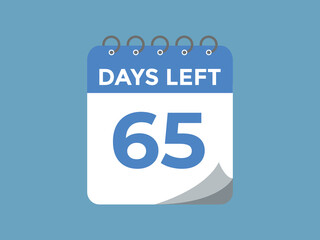 65 days to go countdown template. 65 day Countdown left days banner design. 65  Days left countdown timer