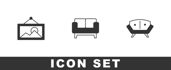 Set Picture, Sofa and icon. Vector
