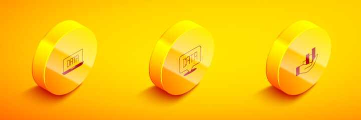 Set Isometric Data analysis, and Pie chart infographic icon. Vector