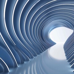 Abstract 3D futuristic tech background, featuring minimalist round lines in shades of blue and white.