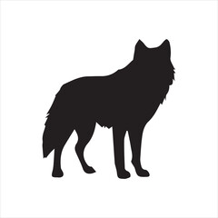 silhouette of wolf black and white