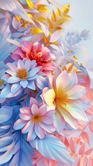Bright and colorful 3D floral banner for Mothers Day.