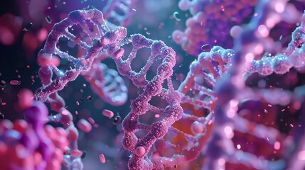 Chromosomes and DNA strands interlinking.