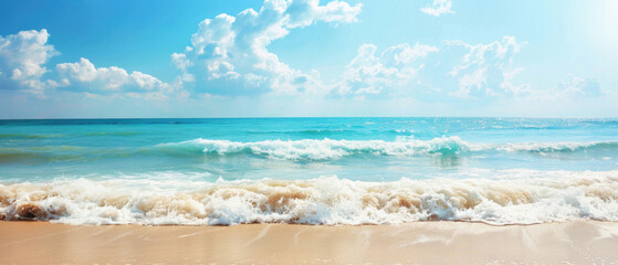 A beautiful ocean view with a few clouds in the sky