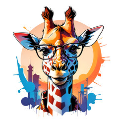 logo of a giraffe wearing glasses