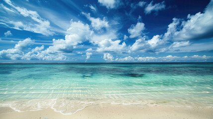 Fototapeta premium A beautiful blue ocean with a few clouds in the sky
