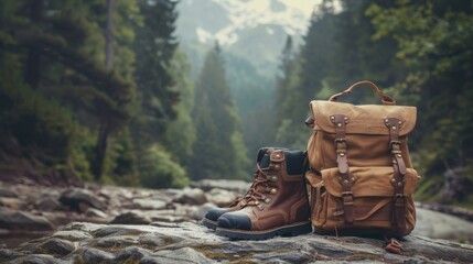 A backpack and hiking boots, symbolizing readiness for outdoor exploration and adventure - Powered by Adobe