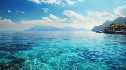 Fototapeta premium A beautiful blue ocean with a clear sky above