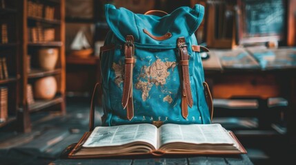 A backpack and travel guidebook, symbolizing readiness for exploration and adventure