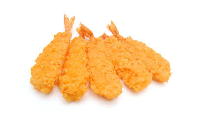 Stack butterfly shrimps on white background