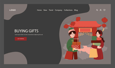 Obraz premium Chinese New Year tradition web banner or landing page dark or night