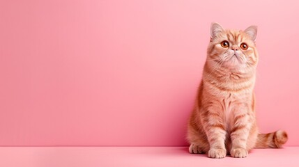 Scottish Fold Cat on Colored Background
