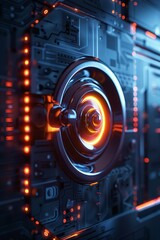 Obraz premium Manual unlocking of digital access, biometric key activation.