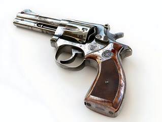 Pistol isolated white background, a personal weapon for agile self-defense.