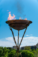 The Olympic Flame visiting Corfu (Kerkyra) on its way to Paris for the 2024 Olympic Games. Corfu,...