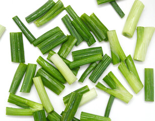 Cut green onion isolated on the white background - Powered by Adobe