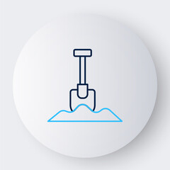 Line Shovel icon isolated on white background. Gardening tool. Tool for horticulture, agriculture, farming. Colorful outline concept. Vector