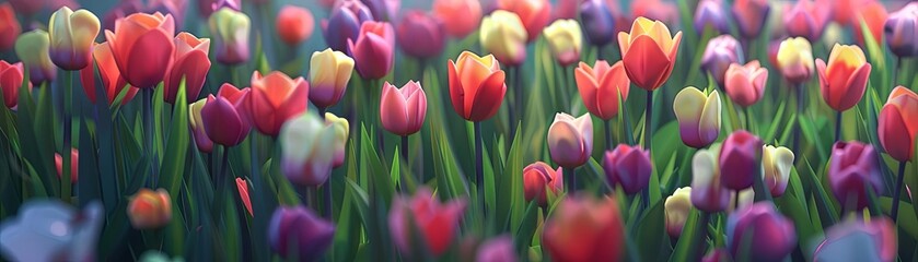 A field of tulips in full bloom