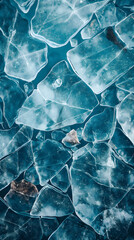 Abstract Textures of Broken Ice on a Frozen Lake Surface