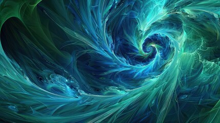 abstract fractal background with green and blue 