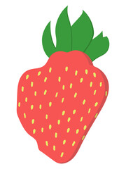 Obraz premium Hand drawn strawberry (got shadow and leaves), isolated on white background (backdrop). Food. Berry. Vector illustartion.