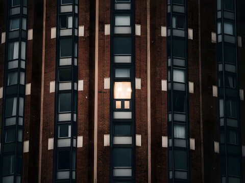 Edificio con ventanas iluminadas