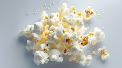 Naklejka premium Heap of Fresh Yellow and White Popcorn on a Neutral Background