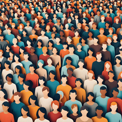 Obraz premium Diverse crowd of people standing close together in a dense public gathering for social connection.