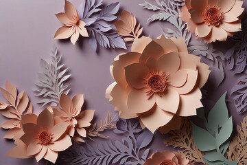 "Elegant floral paper cut design, perfect for Mother's Day messages. Pastel shades and intricate details. 🌸 #PaperCut #FloralBackground" digital artwork ar 3:2
