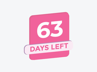 63 days to go countdown template. 63 day Countdown left days banner design. 63  Days left countdown timer