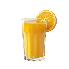 Fresh orange juice glass isolated on a transparent background
