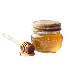 Honey Jar and Honey Dipper isolated on a transparent background