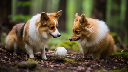 Imagine pets playing a game of soccer with a miniature ball in the backyard