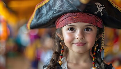 Little girl dressed as pirate for Halloween 