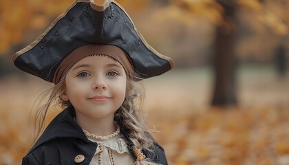 Little girl wearing pirate costume 